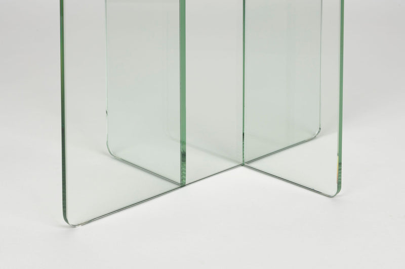 Beistelltisch Linea aus transparentem Glas mit Linienmuster Zuiver