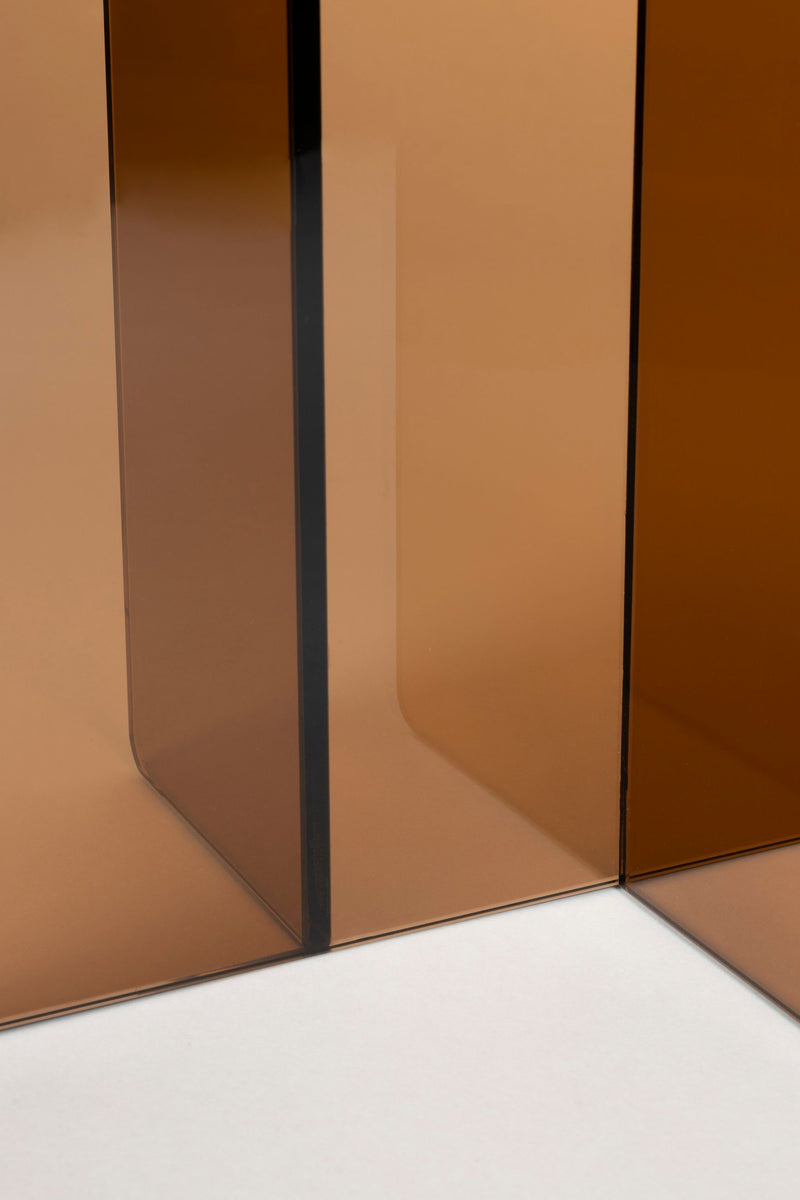 Beistelltisch Linea aus Glas in Braun, rund und modern von Zuiver