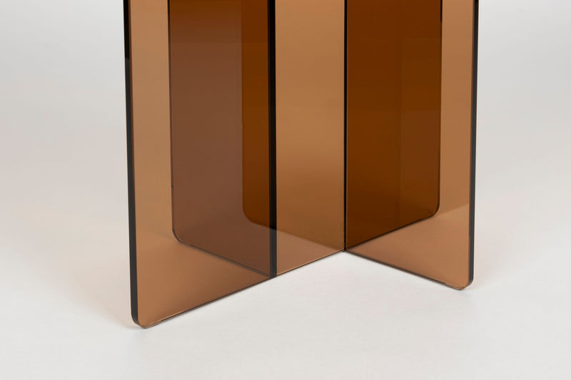 Beistelltisch Linea aus Glas in Braun, rund und modern von Zuiver