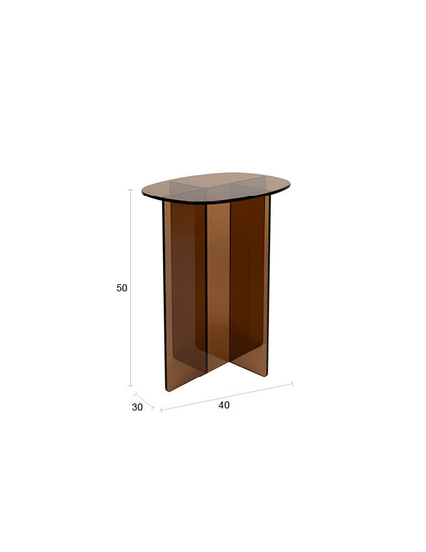 Beistelltisch Linea aus Glas in Braun, rund und modern von Zuiver