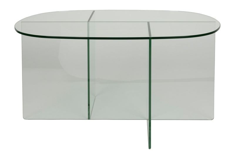 Couchtisch Linea Transparent aus Glas mit ovaler Platte von Zuiver