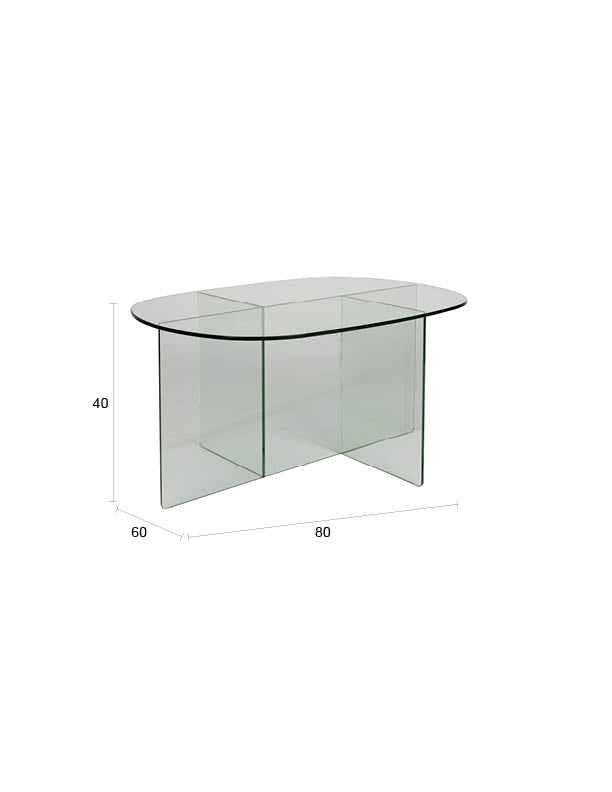Couchtisch Linea Transparent aus Glas mit ovaler Platte von Zuiver
