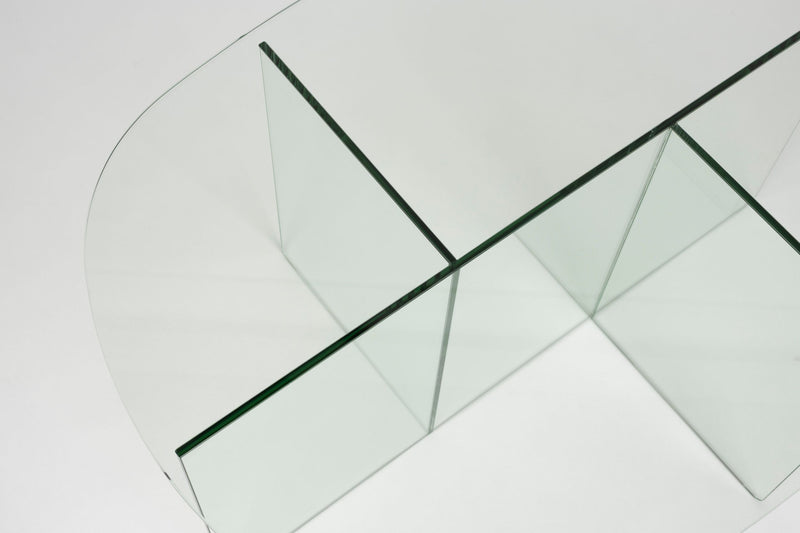 Couchtisch Linea Transparent aus Glas mit ovaler Platte von Zuiver