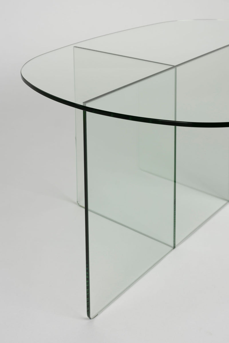 Couchtisch Linea Transparent aus Glas mit ovaler Platte von Zuiver