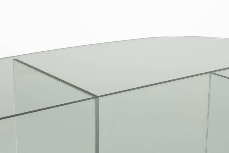 Couchtisch Linea Transparent aus Glas mit ovaler Platte von Zuiver