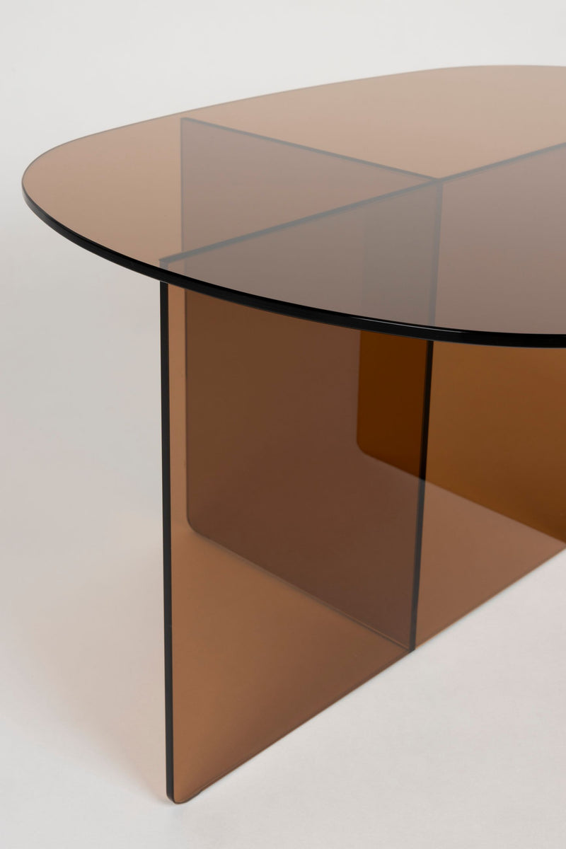 Couchtisch Linea Brown aus Glas mit ovaler Tischplatte von Zuiver