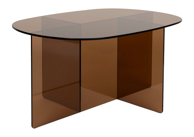Couchtisch Linea Brown aus Glas mit ovaler Tischplatte von Zuiver