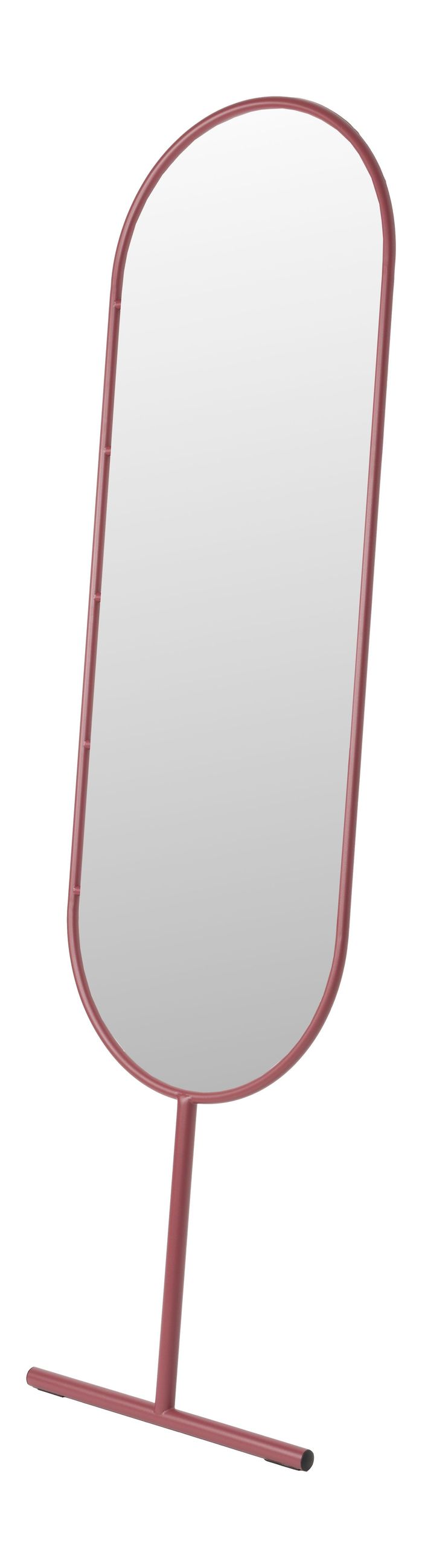 Standspiegel Tess Marsala in Rot mit schrägem Metallgestell