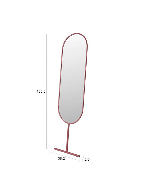Standspiegel Tess Marsala in Rot mit schrägem Metallgestell
