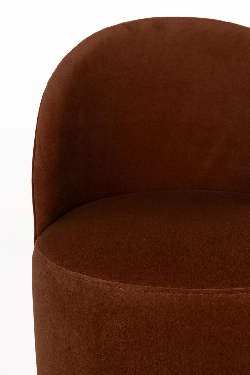 Loungesessel Plush Braun mit Samtbezug von Zuiver für Wohnzimmer