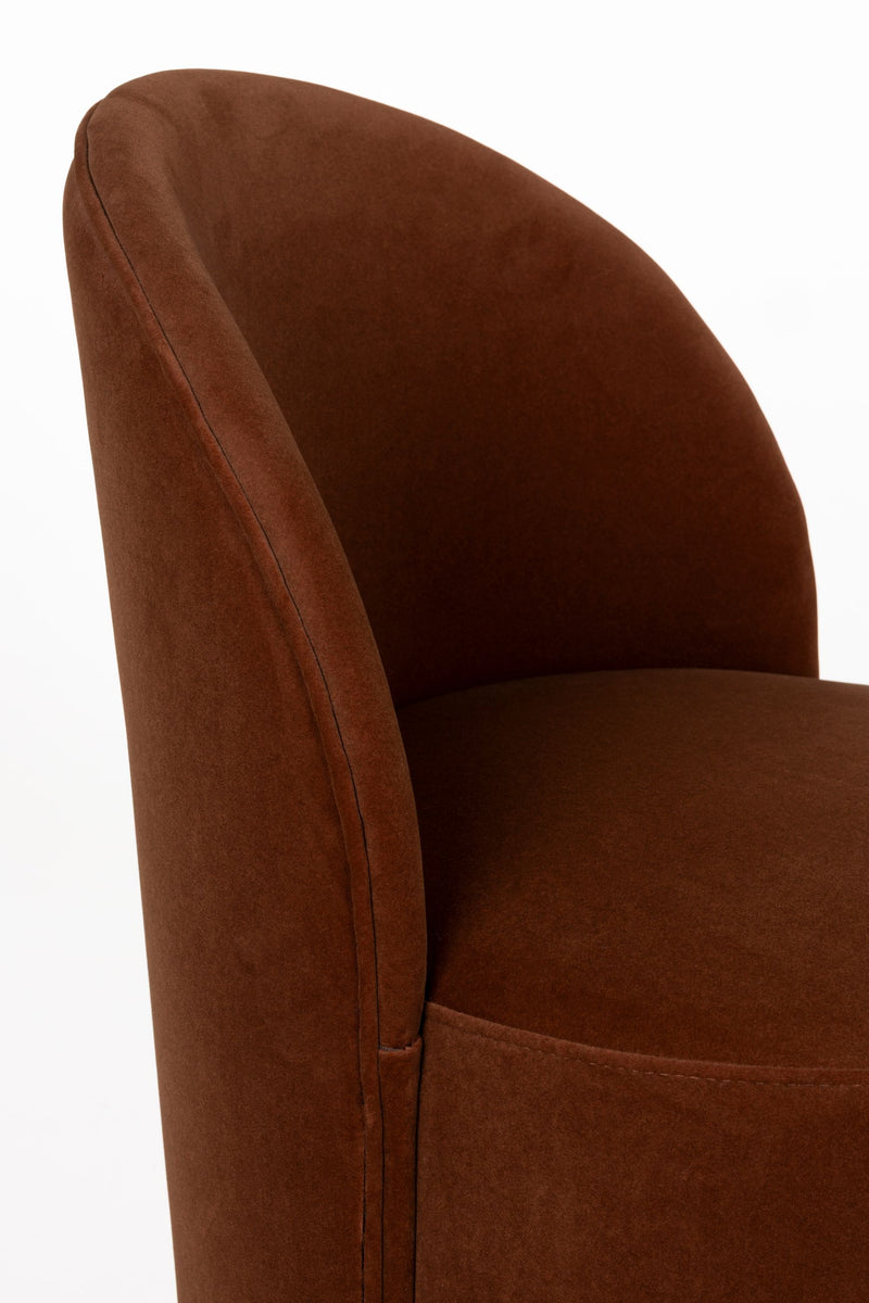 Loungesessel Plush Braun mit Samtbezug von Zuiver für Wohnzimmer