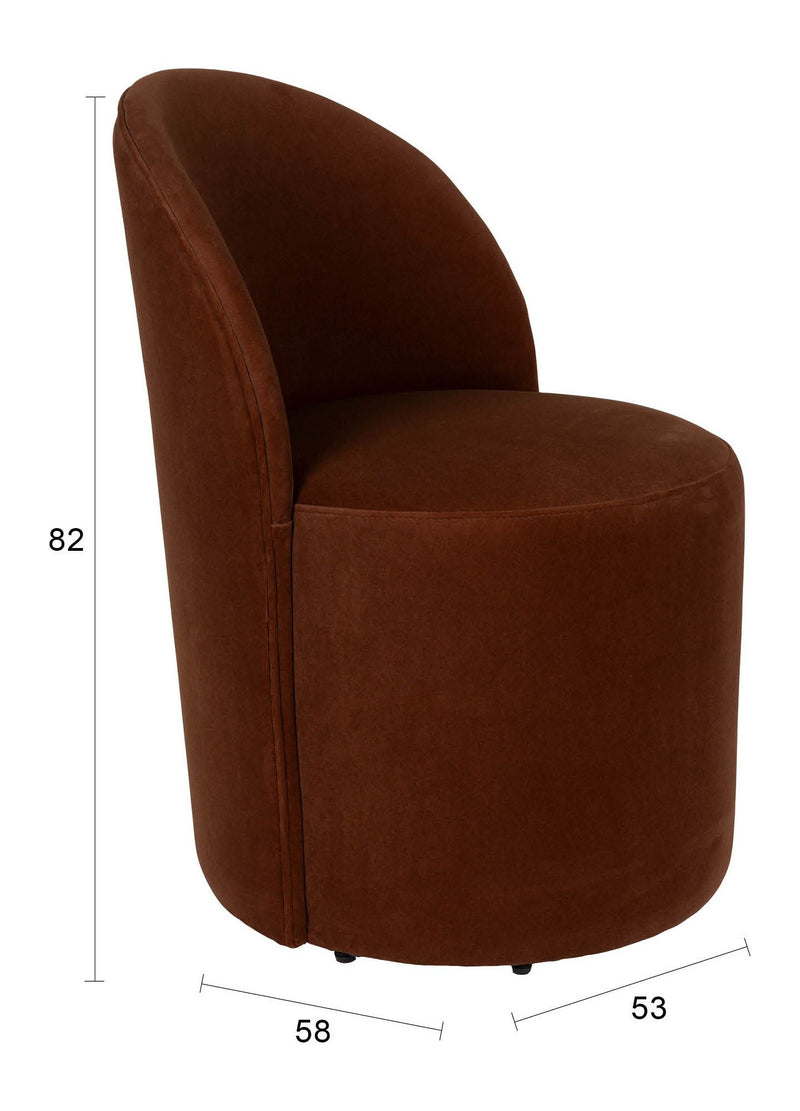 Loungesessel Plush Braun mit Samtbezug von Zuiver für Wohnzimmer