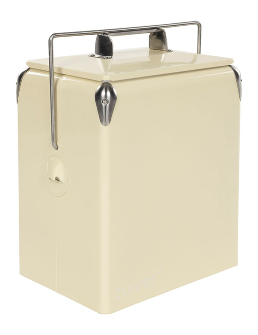 Kühler Be Wine Lemon in Beige mit Metallgriff und Verschluss in Gesamtansicht.