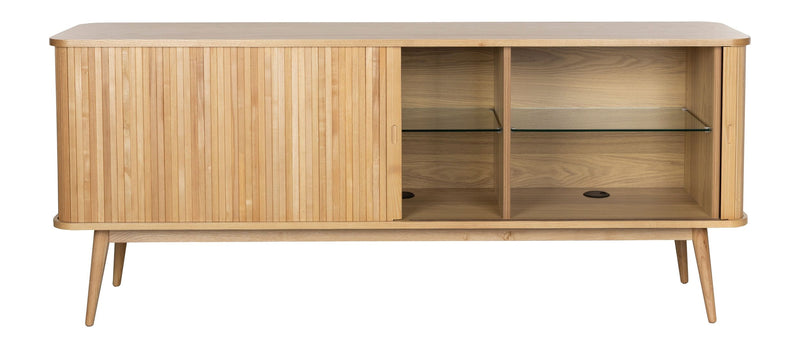 Sideboard Barbier 180 mit Schiebetüren aus Eschenfurnier, Natural