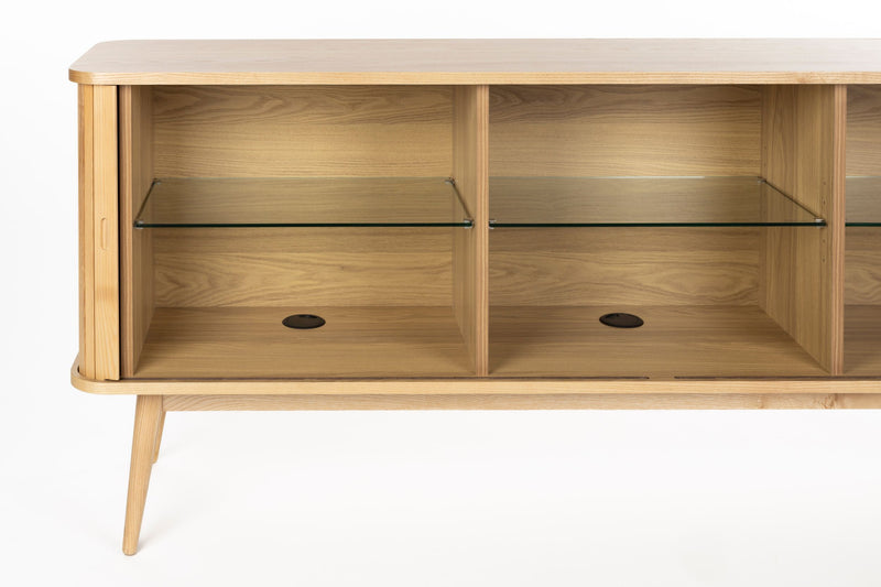 Sideboard Barbier 180 mit Schiebetüren aus Eschenfurnier, Natural