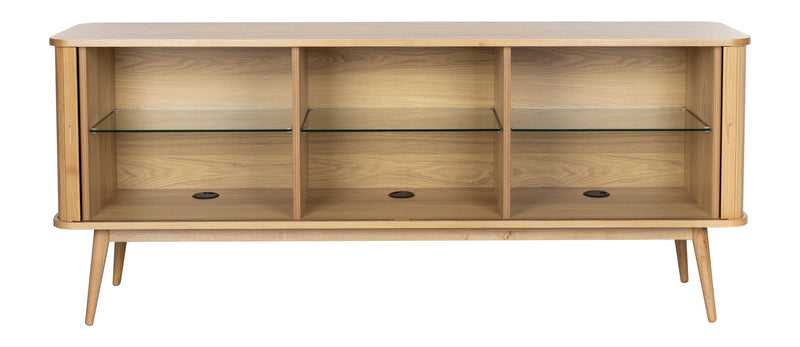 Sideboard Barbier 180 mit Schiebetüren aus Eschenfurnier, Natural