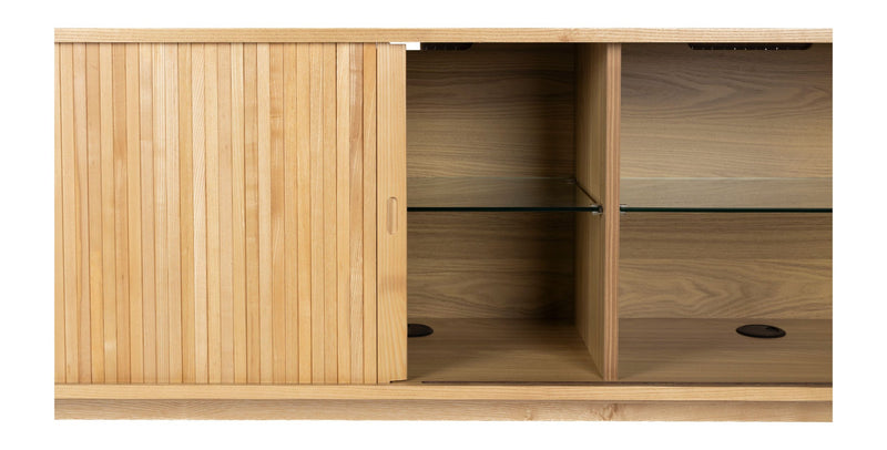 Sideboard Barbier 180 mit Schiebetüren aus Eschenfurnier, Natural