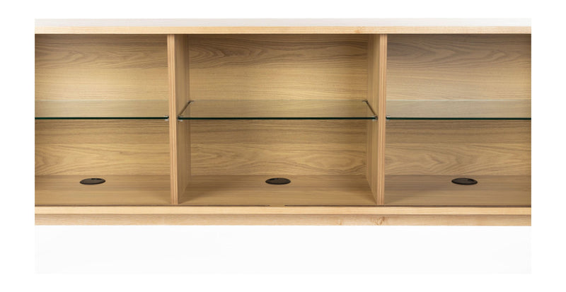 Sideboard Barbier 180 mit Schiebetüren aus Eschenfurnier, Natural