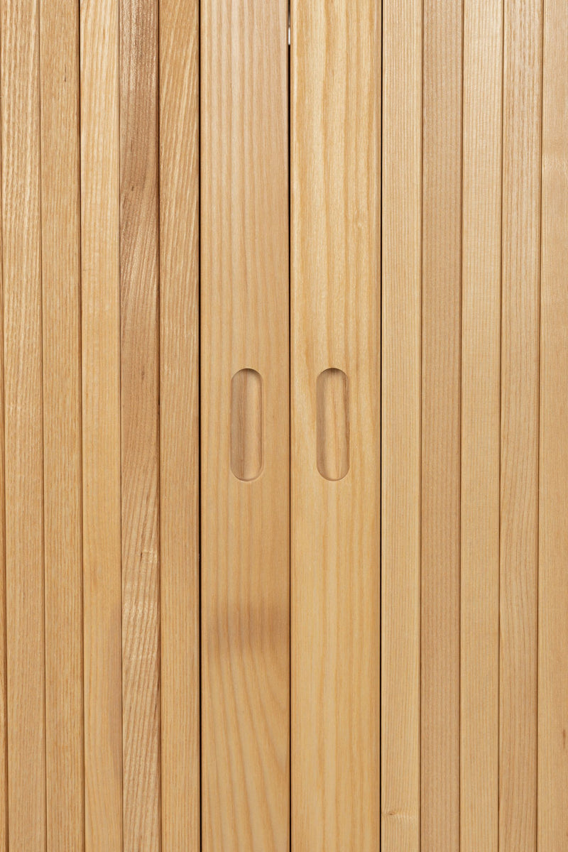Sideboard Barbier 180 mit Schiebetüren aus Eschenfurnier, Natural