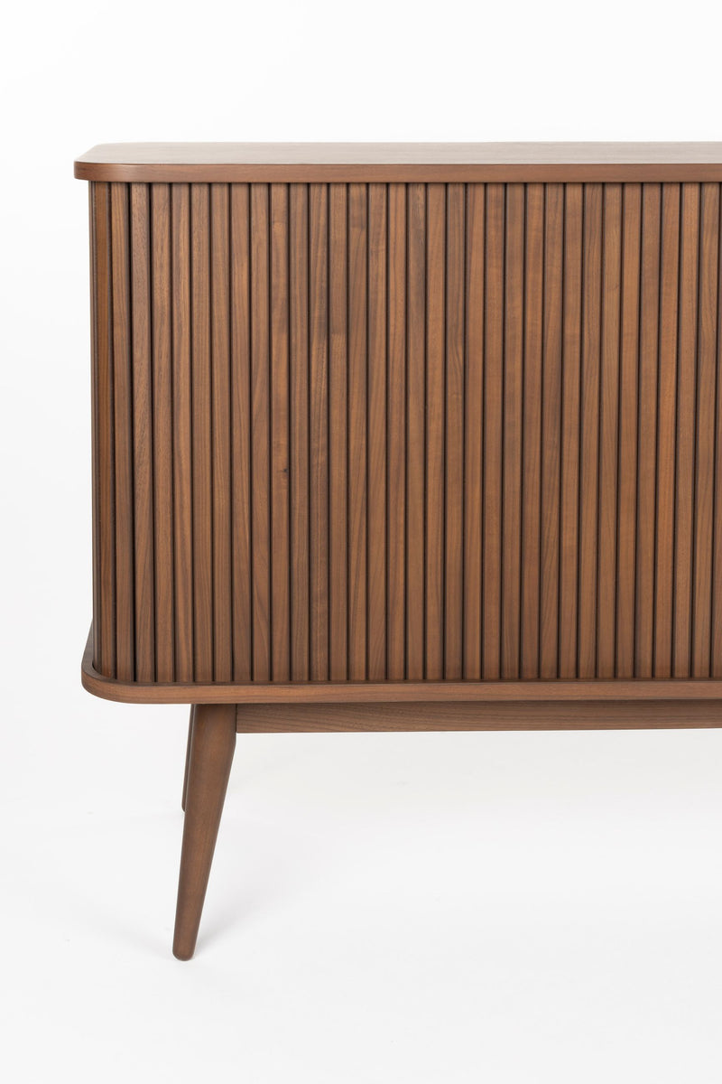 Sideboard Barbier 180 Walnut mit Schiebetüren und Glasfächern