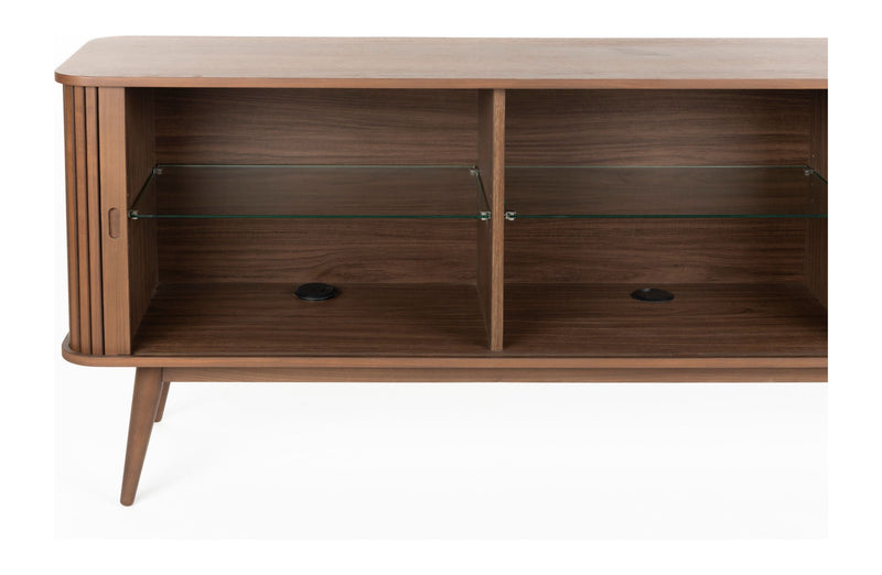 Sideboard Barbier 180 Walnut mit Schiebetüren und Glasfächern