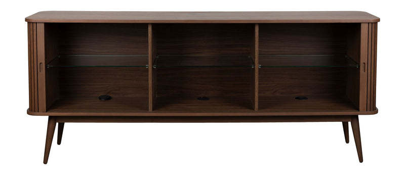 Sideboard Barbier 180 Walnut mit Schiebetüren und Glasfächern