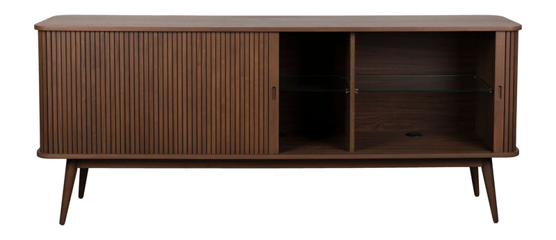 Sideboard Barbier 180 Walnut mit Schiebetüren und Glasfächern