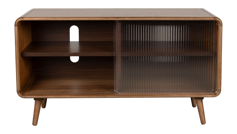 Sideboard Rise Walnut mit Schiebetür aus Riffelglas von Zuiver