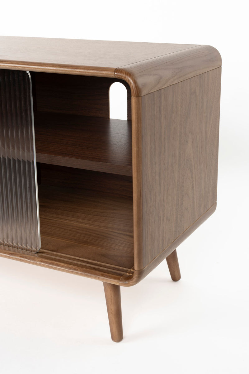 Sideboard Rise Walnut mit Schiebetür aus Riffelglas von Zuiver