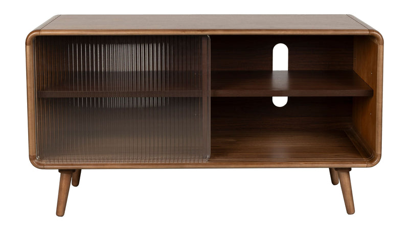 Sideboard Rise Walnut mit Schiebetür aus Riffelglas von Zuiver