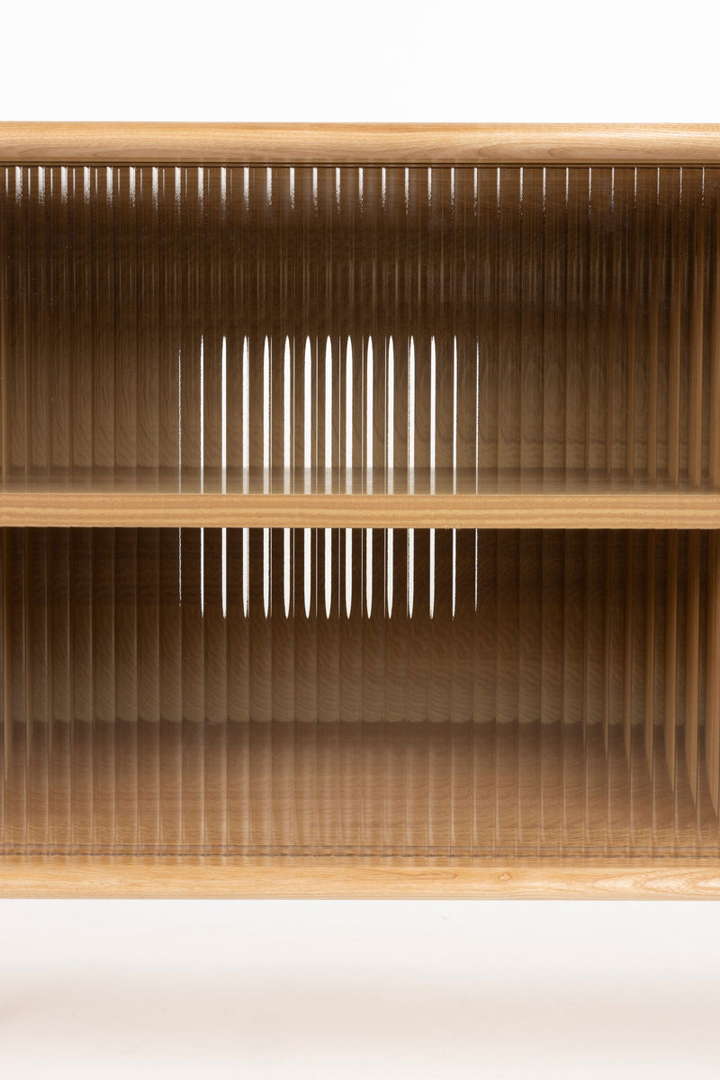 Sideboard Rise Large in Natural mit Eichenfurnier und runden Linien