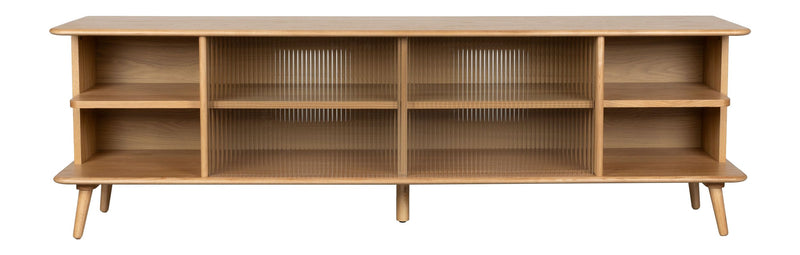 Sideboard Rise Large in Natural mit Eichenfurnier und runden Linien