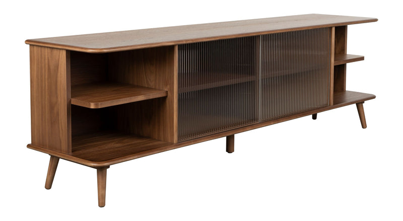Sideboard Rise Large Walnut mit Riffelglas-Schiebetür für Wohnzimmer