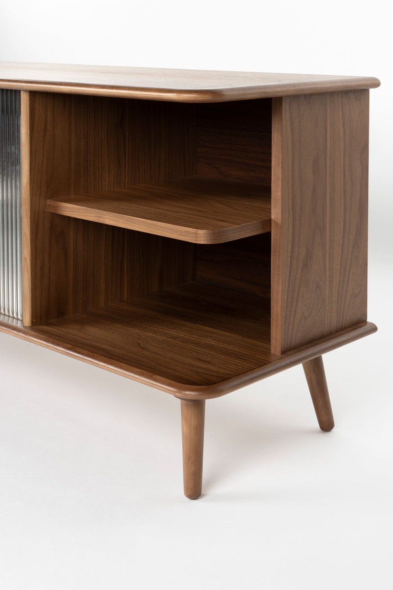 Sideboard Rise Large Walnut mit Riffelglas-Schiebetür für Wohnzimmer