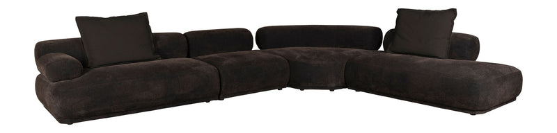 Ecksofa Rembrandt 7,5-Sitzer Links, Dark Brown mit Rippstoff