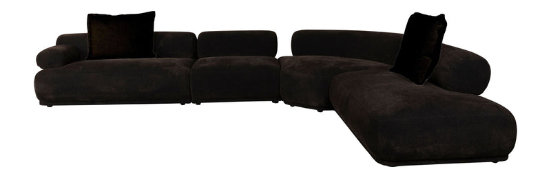 Ecksofa Rembrandt 7,5-Sitzer Links, Dark Brown mit Rippstoff