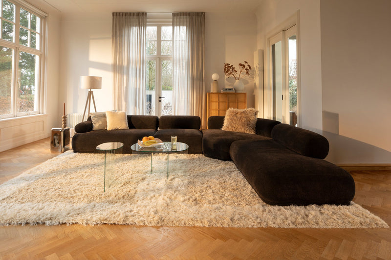 Ecksofa Rembrandt 7,5-Sitzer Links, Dark Brown mit Rippstoff