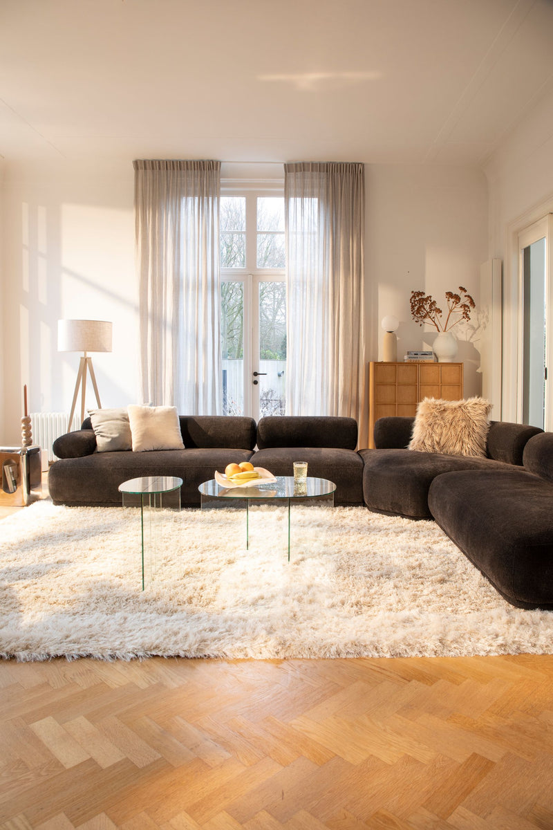 Ecksofa Rembrandt 7,5-Sitzer Links, Dark Brown mit Rippstoff