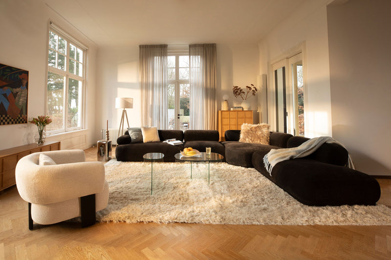 Ecksofa Rembrandt 7,5-Sitzer Links, Dark Brown mit Rippstoff