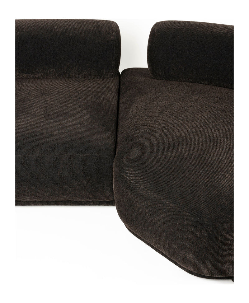 Ecksofa Rembrandt 7,5-Sitzer Links, Dark Brown mit Rippstoff