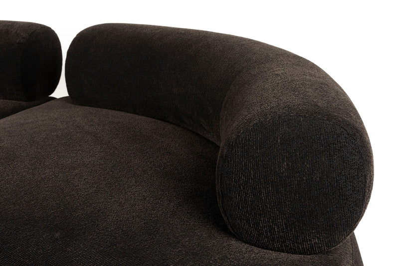 Ecksofa Rembrandt 7,5-Sitzer Links, Dark Brown mit Rippstoff