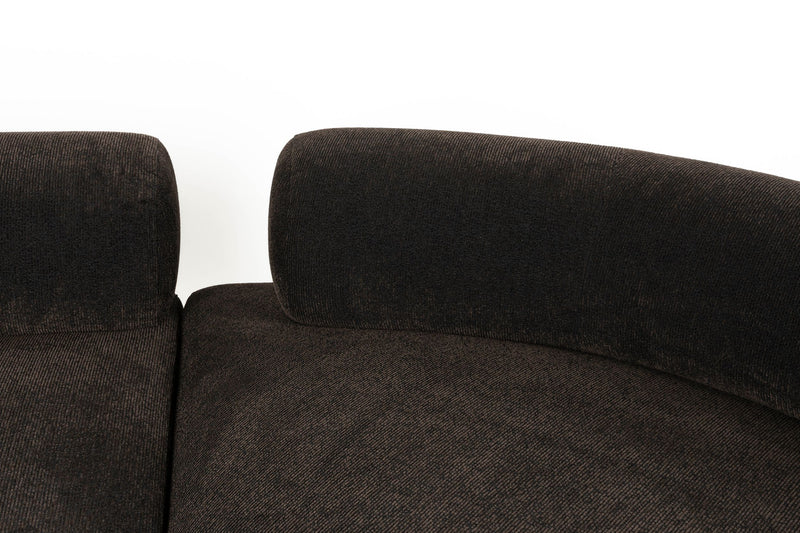 Ecksofa Rembrandt 7,5-Sitzer Links, Dark Brown mit Rippstoff