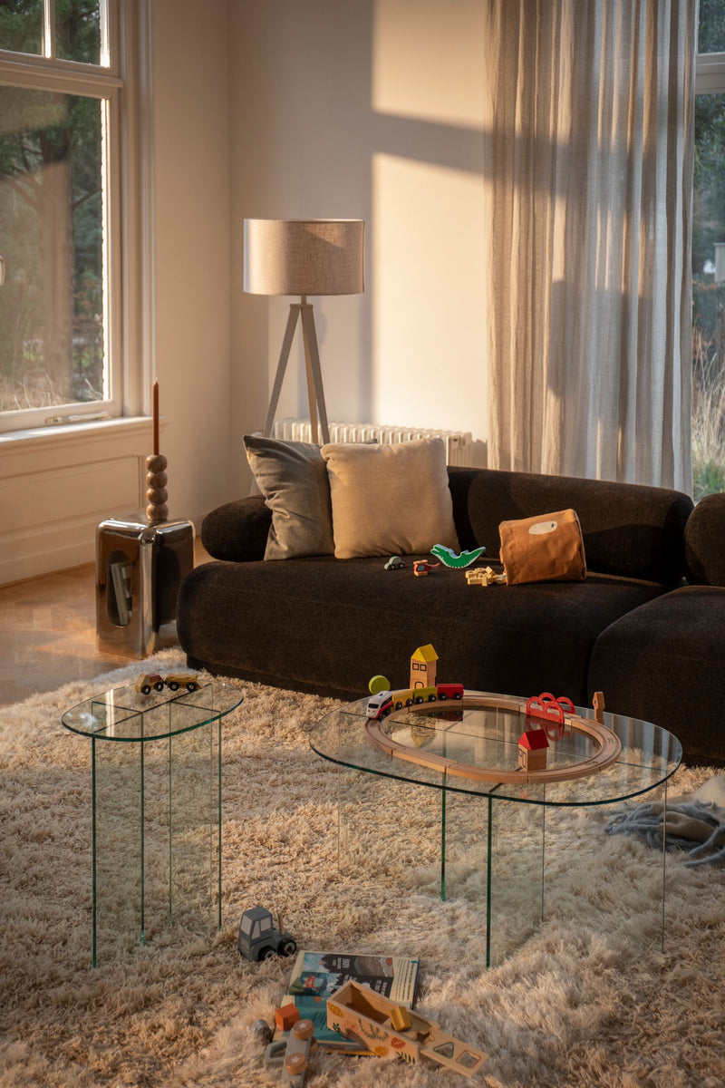 Sofa Rembrandt 4,5-Sitzer, Dunkelbraun mit Rippstoff-Bezug von Zuiver