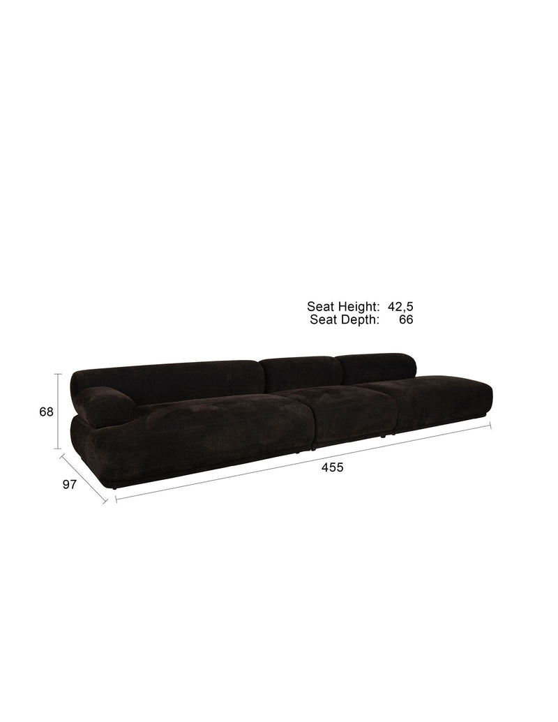 Sofa Rembrandt 4,5-Sitzer, Dunkelbraun mit Rippstoff-Bezug von Zuiver