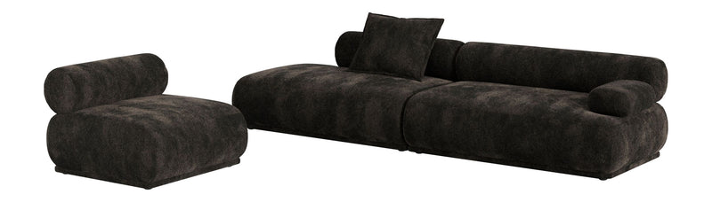 Sofa Rembrandt 4,5-Sitzer, Dunkelbraun mit Rippstoff-Bezug von Zuiver