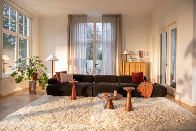 Sofa Rembrandt 4,5-Sitzer, Dunkelbraun mit Rippstoff-Bezug von Zuiver