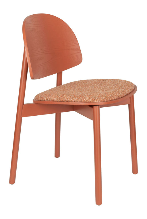 Esszimmerstuhl Sunrise 2er-Set in Rot mit gepolsterter Sitzfläche und geschwungenem Rückenlehnen-Design in Gesamtansicht.