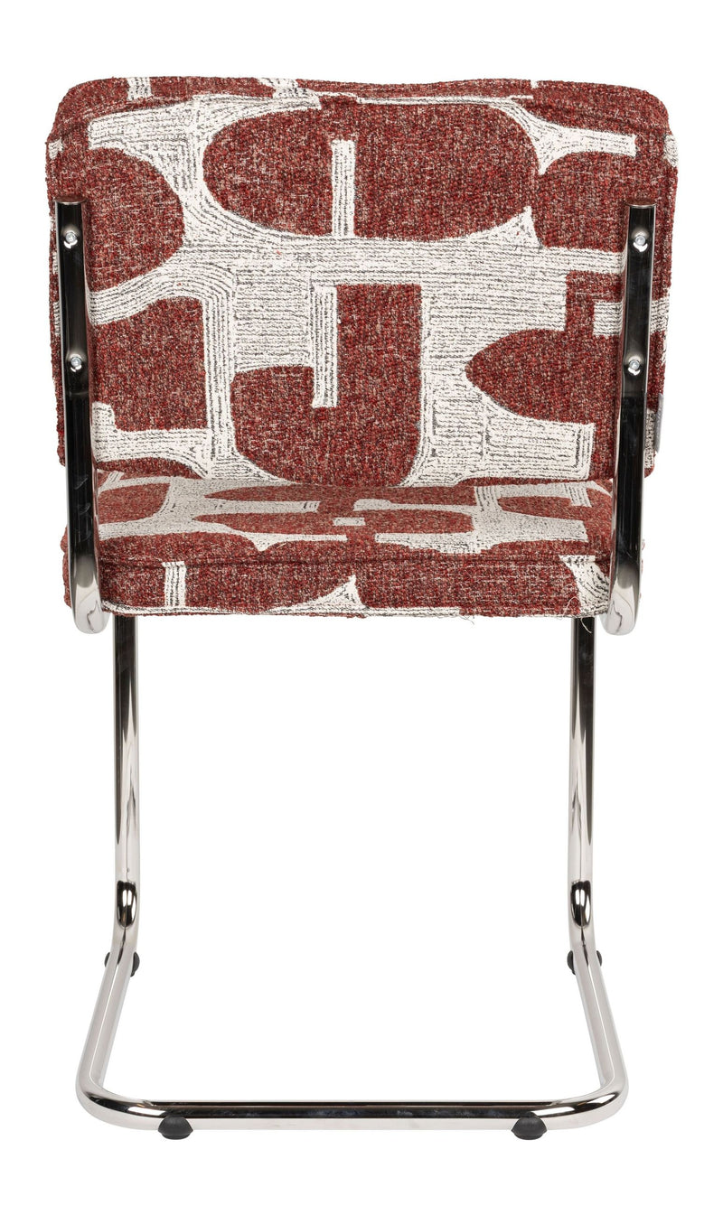 Esszimmerstuhl Ridge Deco Symbols 2er-Set, Rot mit Chrom-Gestell