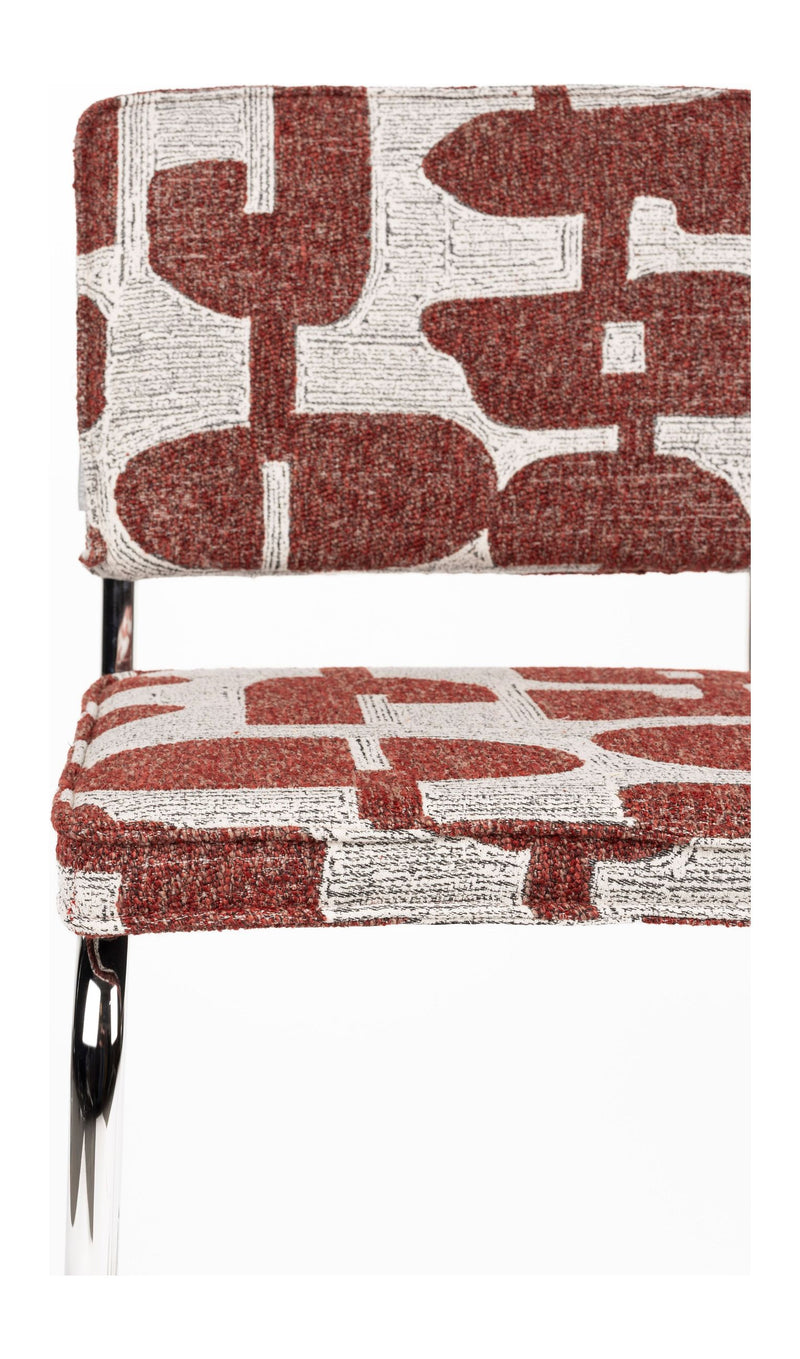 Esszimmerstuhl Ridge Deco Symbols 2er-Set, Rot mit Chrom-Gestell