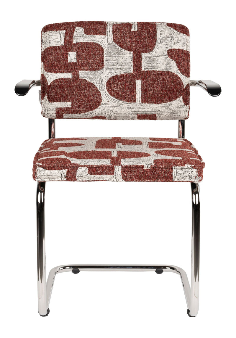 Sessel Ridge Deco Symbols 2er-Set, Rot mit Chromgestell von Zuiver